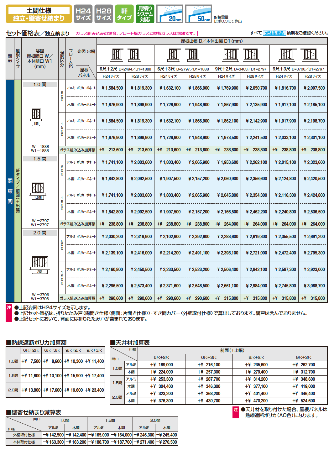 X.スタイル/クロス.スタイル 土間仕様 独立・壁寄せ納まり 軒タイプ(アウトドアリビング)【2023年版】_価格_1
