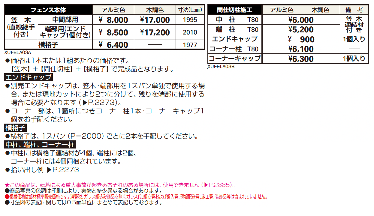 ルシアス フェンスLite A03型 横格子2本【2024年版】_価格_1