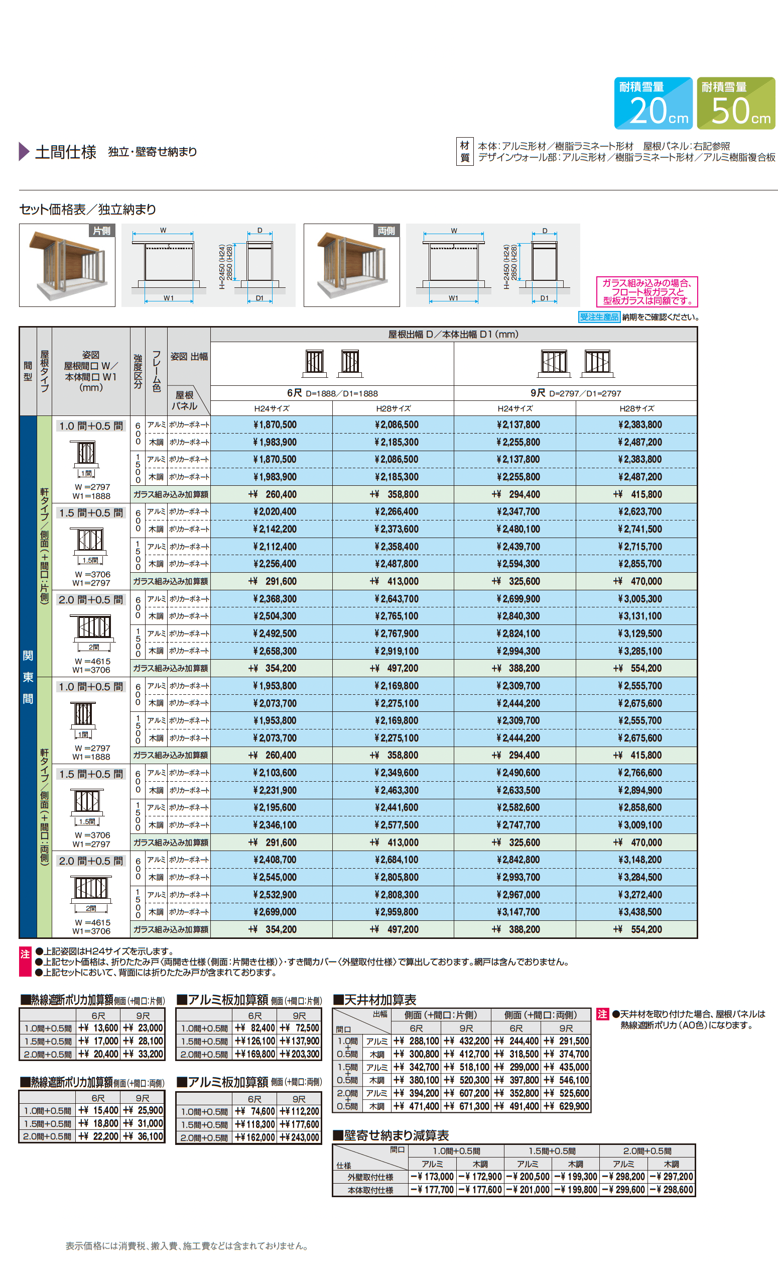 X.スタイル/クロス.スタイル 土間仕様 独立・壁寄せ納まり 軒タイプ(ガーデンルーム)_価格_3