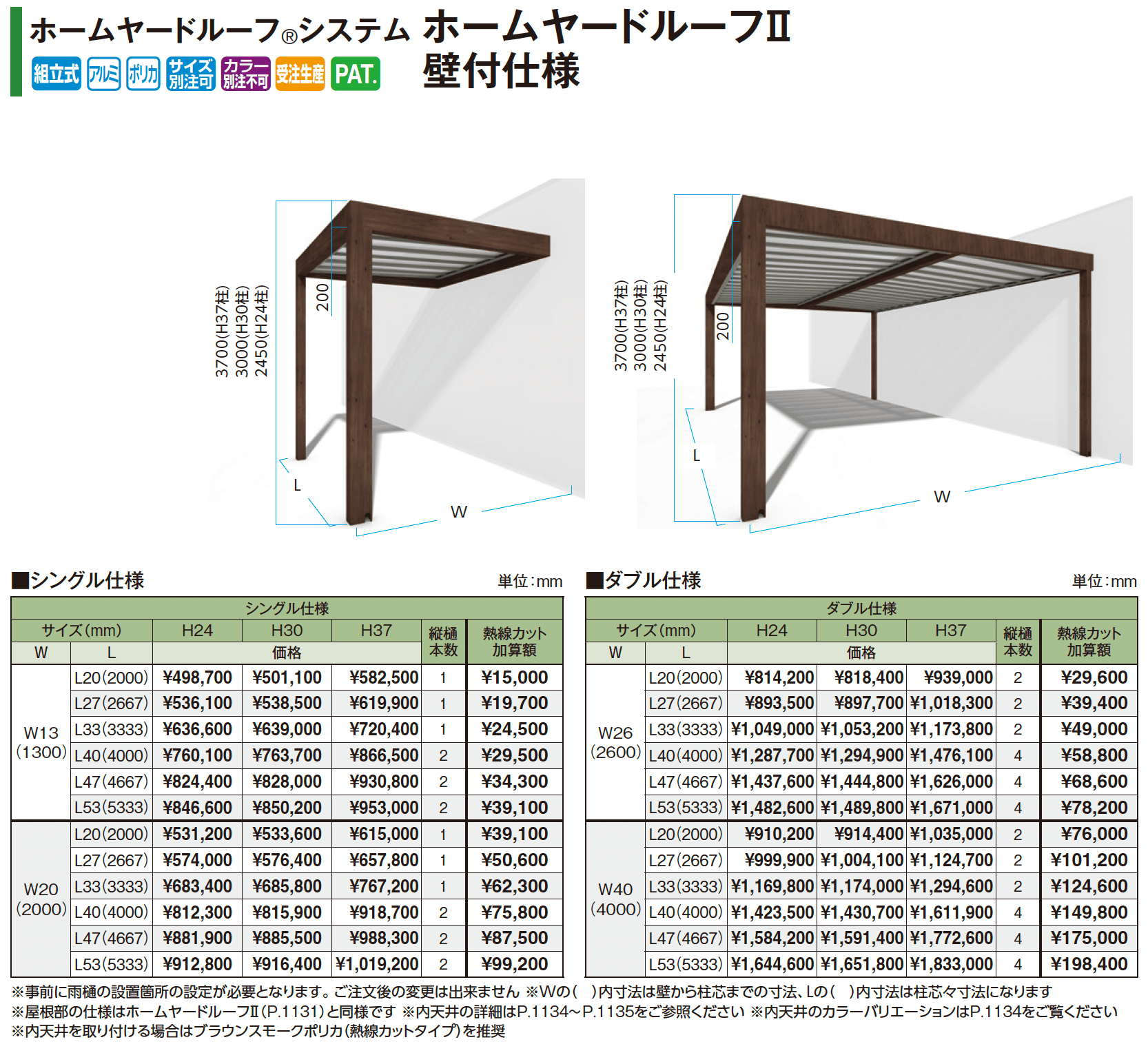 ホームヤードルーフ®︎システム ホームヤードルーフⅡ 壁付仕様_価格_1