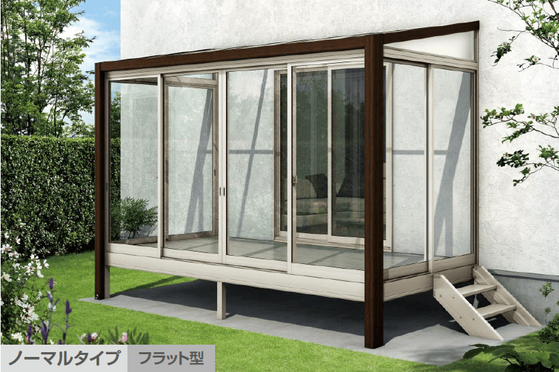 YKK APの「ソラリア テラス囲い 木調ガーデンルームタイプ 床納まり」