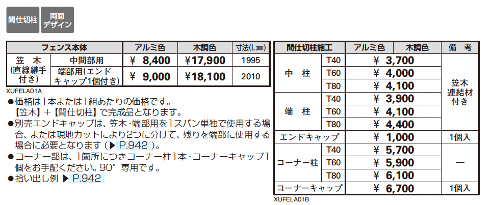 ルシアス フェンスLite A01型 横格子なし_価格_1