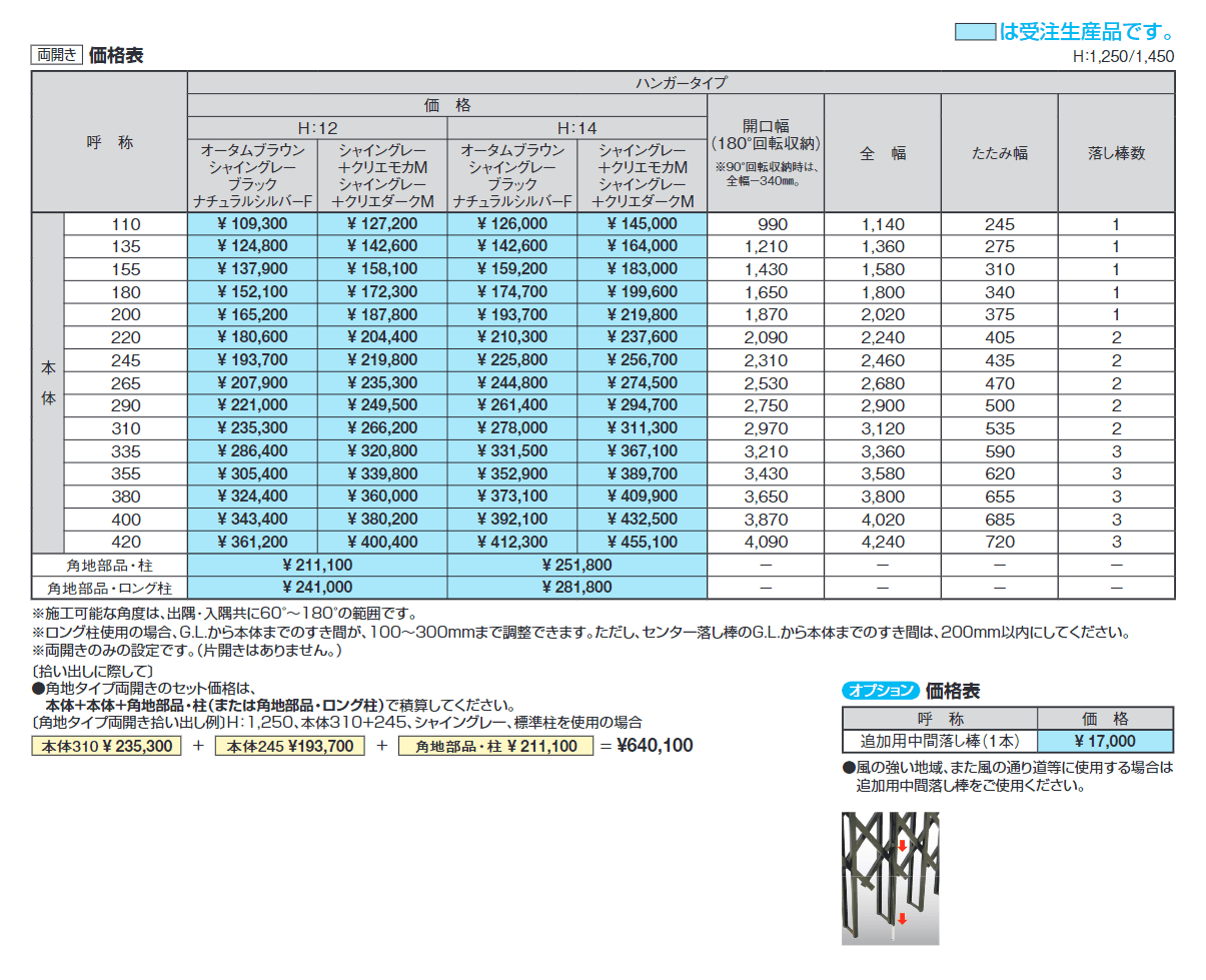 伸縮門扉QA HG型 角地タイプ(両開き)【2024年版】_価格_1