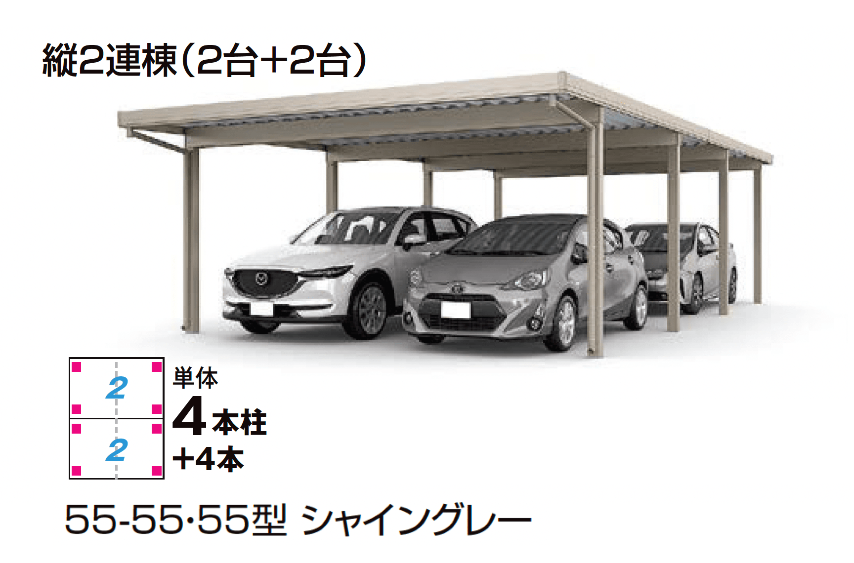 LIXILの「カーポートSW 1500タイプ 4台用」