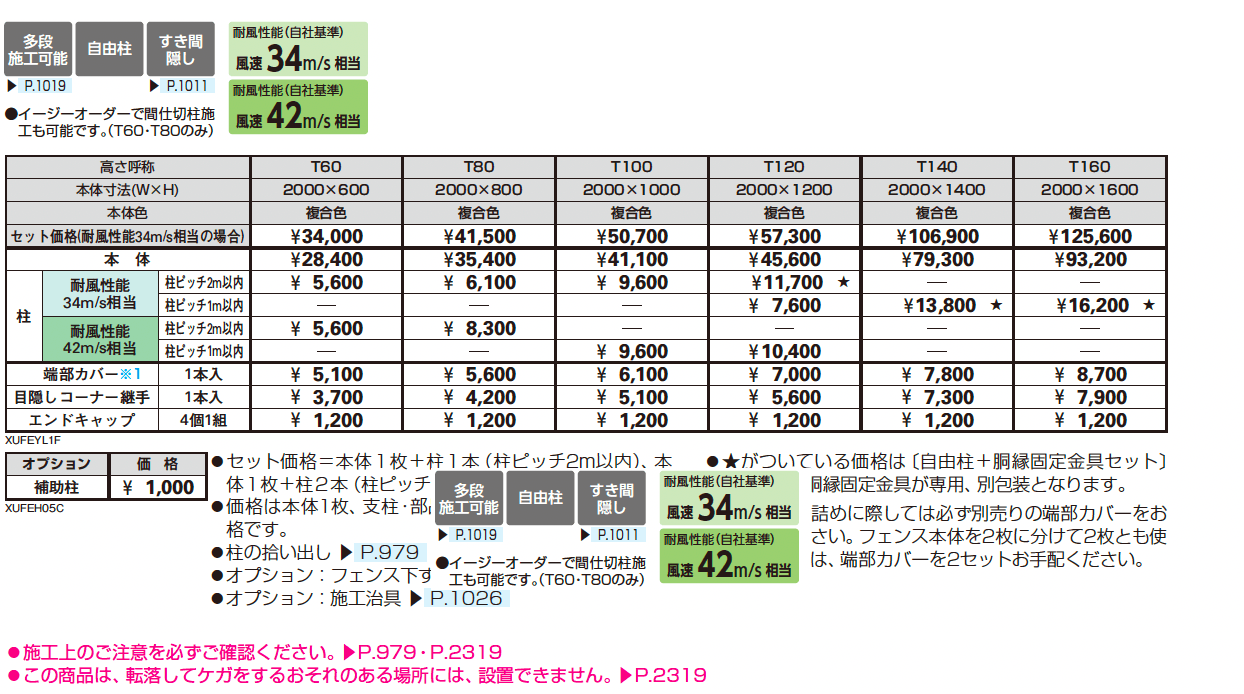 ルシアス フェンス YL1F型 横ルーバー _価格_1