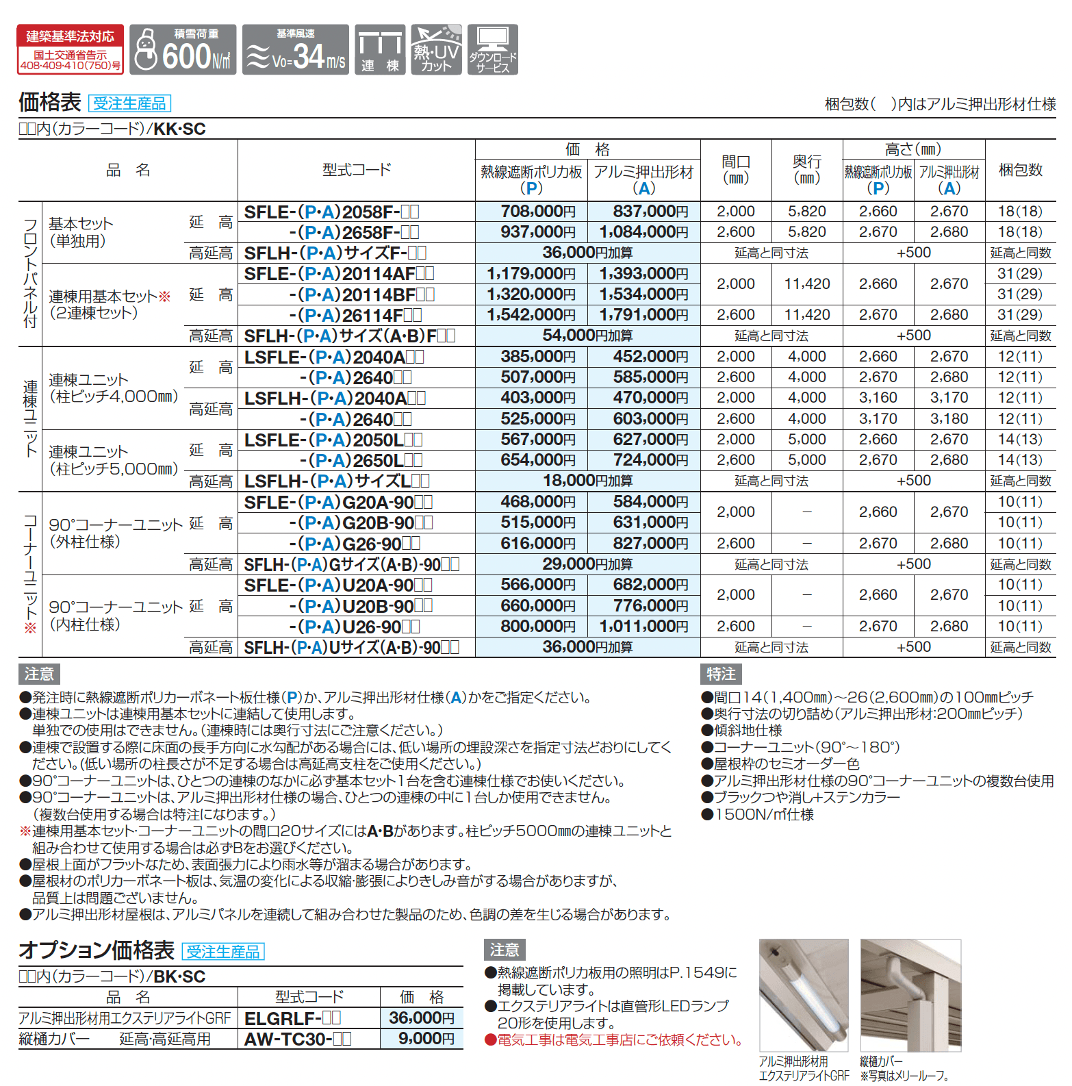 ソリッドルーフFLタイプ 柱間ピッチ4000m【2025年版】_価格_2