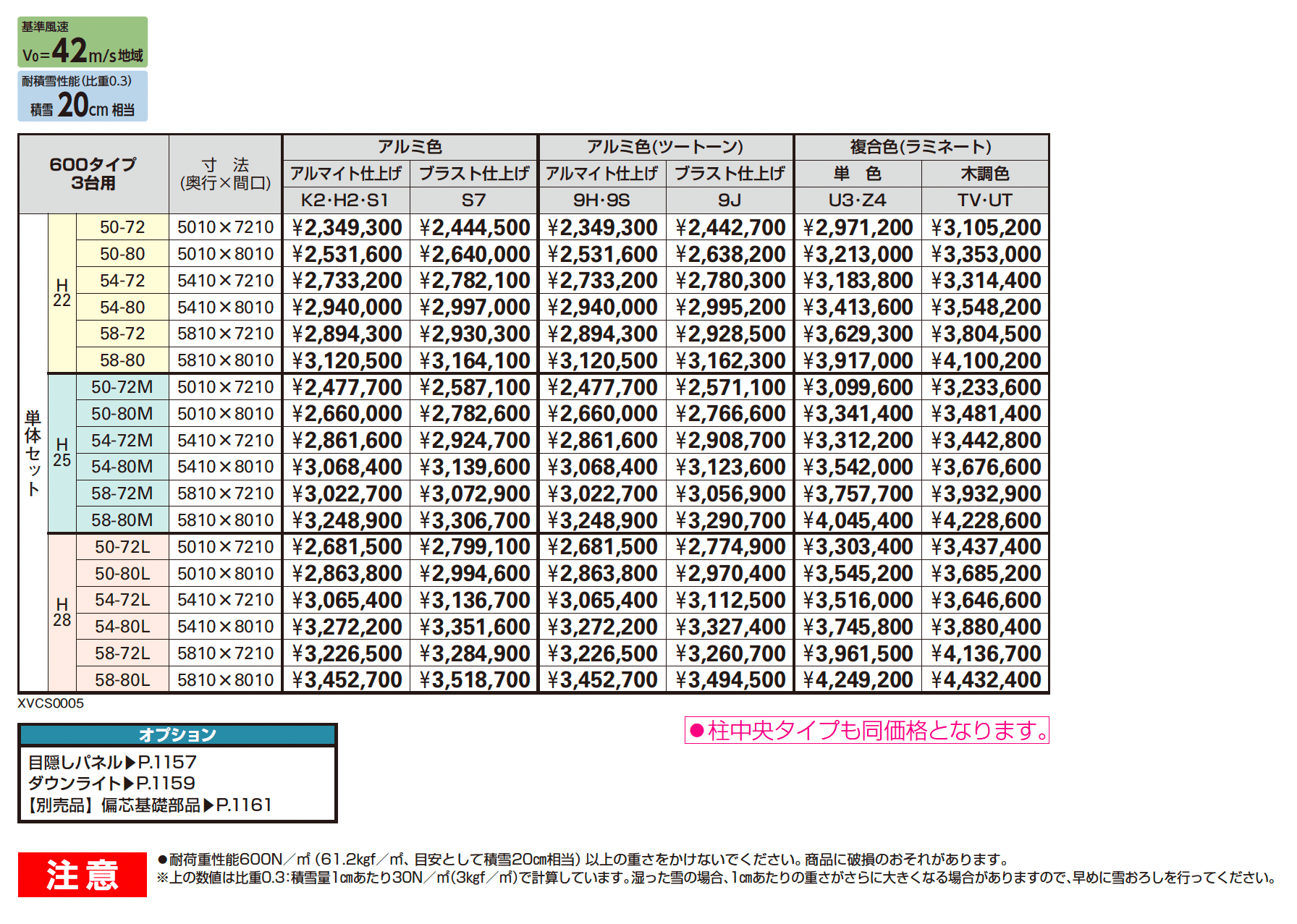 プレーンルーフ 600タイプ 3台用 (単体/単体 柱中央タイプ)_価格_1