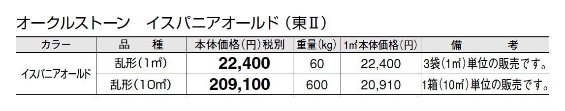 オークルストーン イスパニアオールド_価格_2