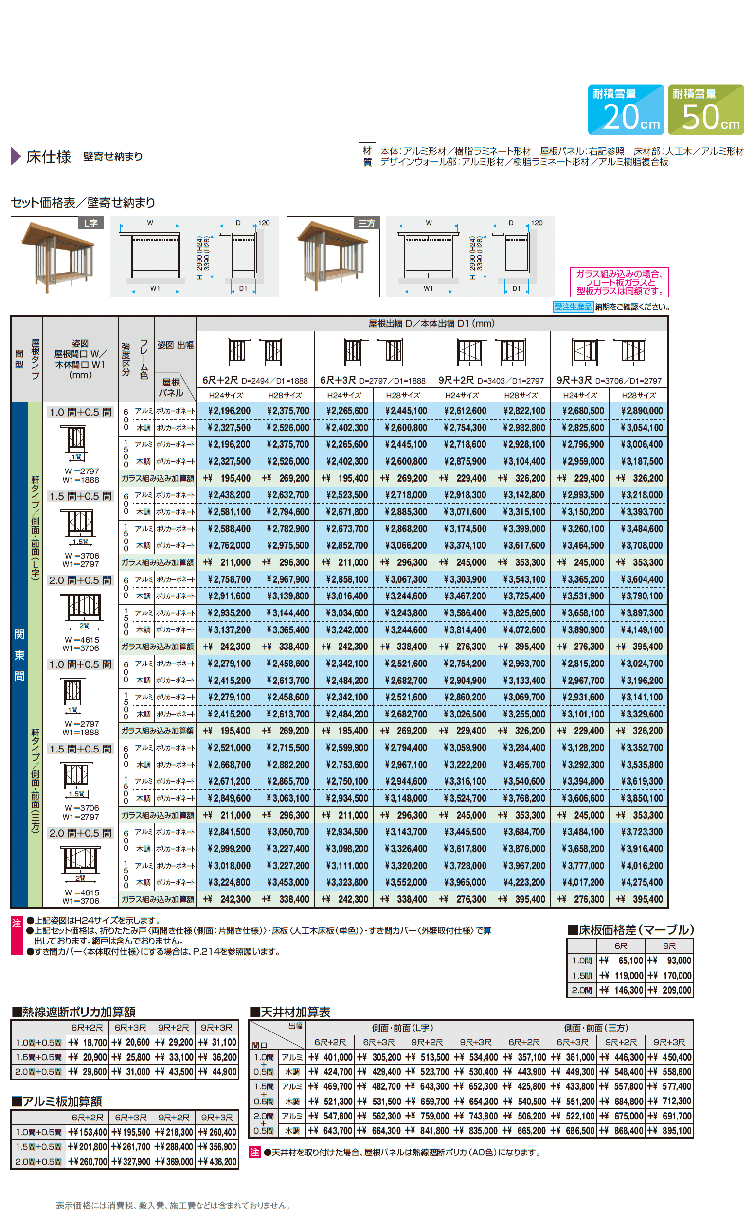 X.スタイル/クロス.スタイル 床仕様 壁寄せ納まり 軒タイプ(ガーデンルーム)_価格_5