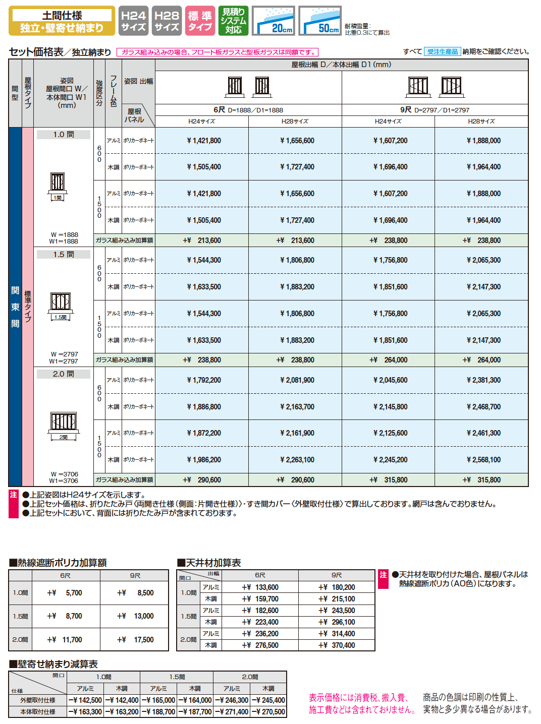 X.スタイル/クロス.スタイル 土間仕様 独立・壁寄せ納まり 標準タイプ(ガーデンルーム)【2024年版】_価格_1