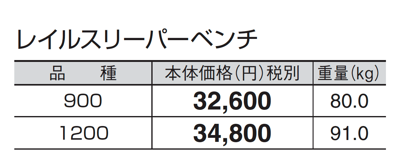 レイルスリーパーベンチ_価格_1