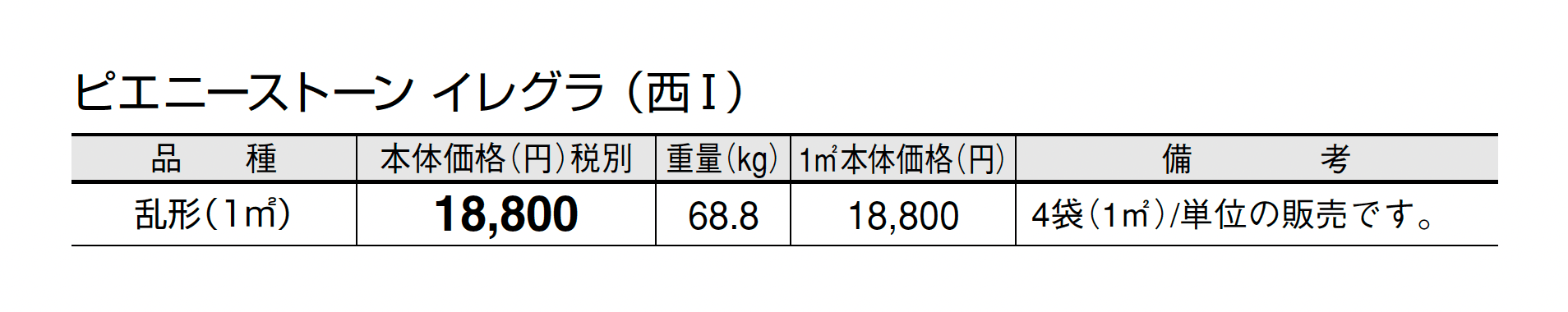 ピエニーストーン イレグラ_価格_3