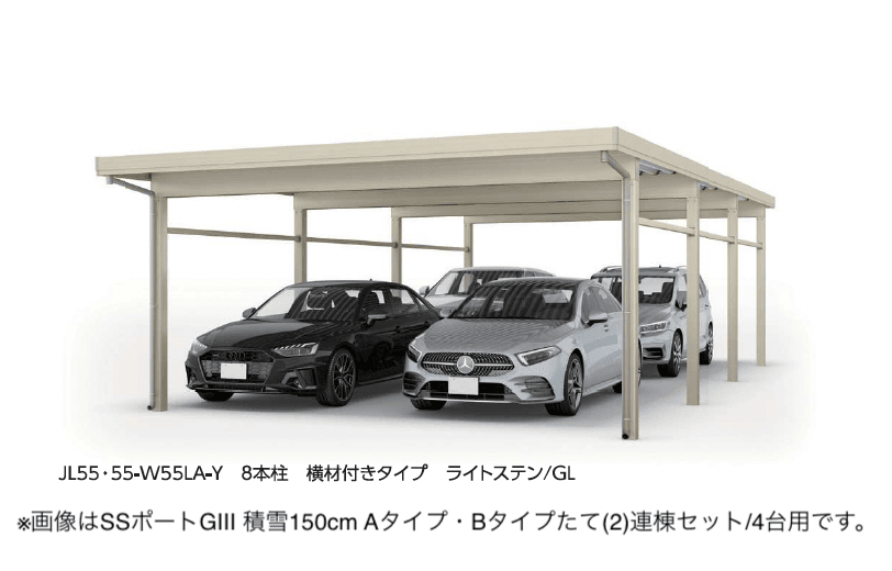 大仙の「SSポートGⅢ 積雪150cm 横(2)・たて(2)連棟セット/6台用」