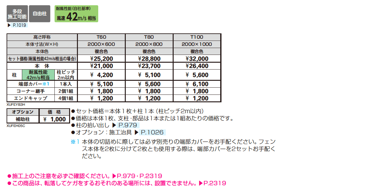 ルシアス フェンス YB3H型 横格子_価格_1