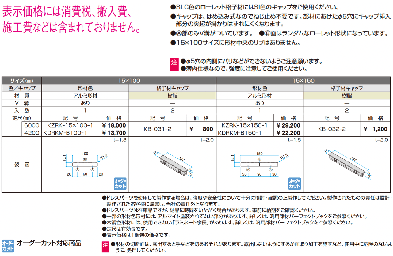 ドレスパーツ ローレット格子材【2024年版】_価格_1
