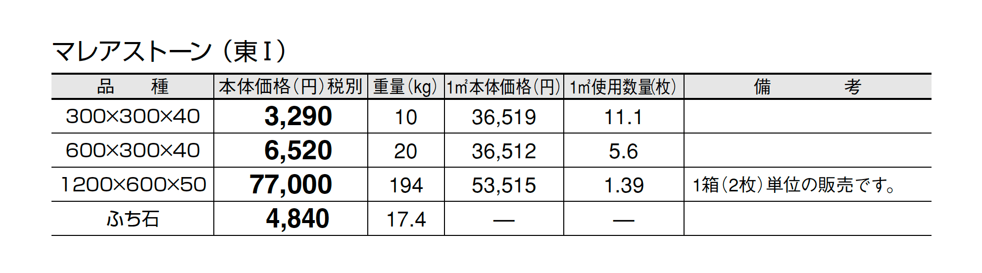 マレアストーン_価格_1