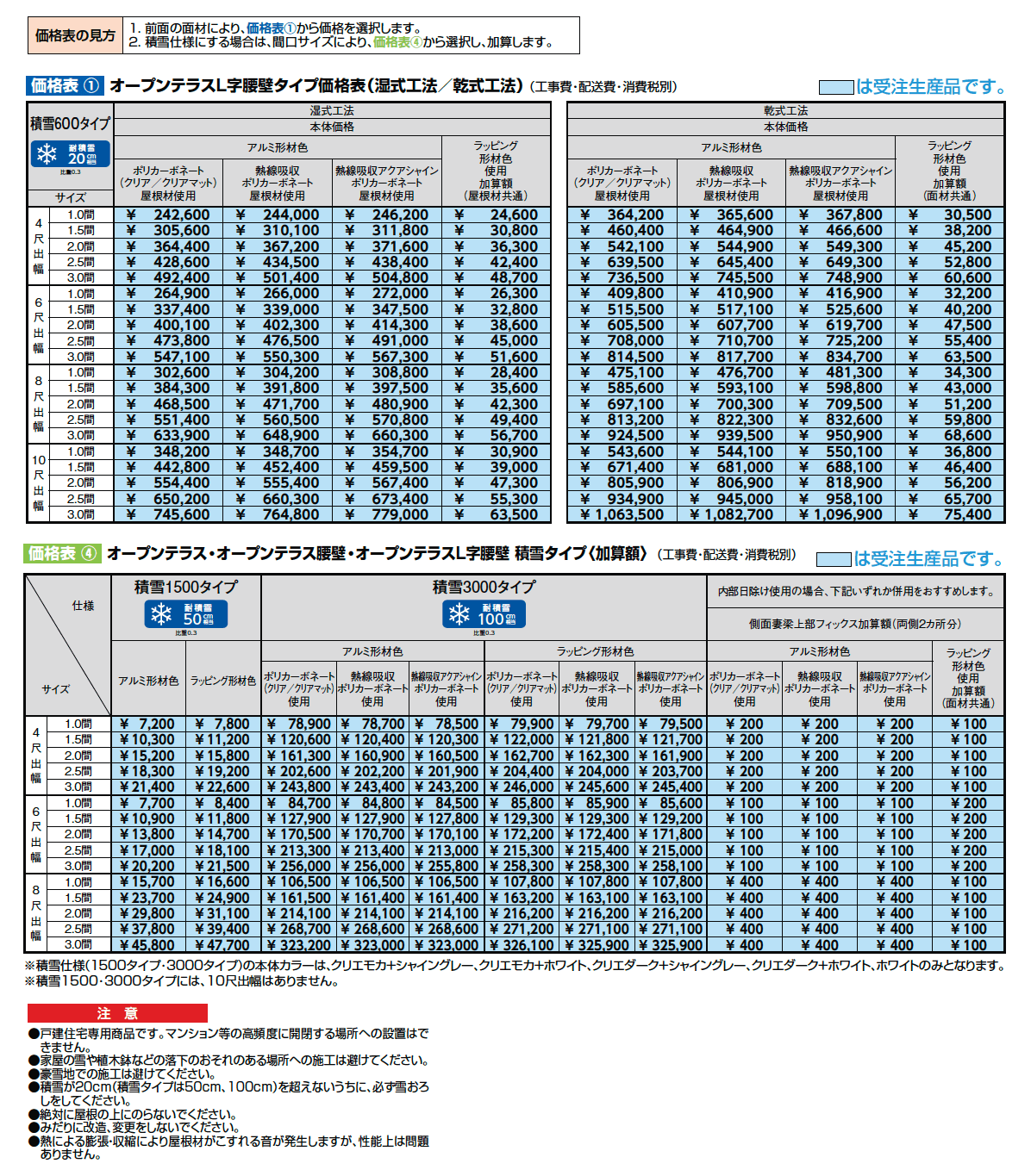 ココマ オープンテラスL字腰壁タイプ(湿式工法/乾式工法)【2024年版】_価格_1