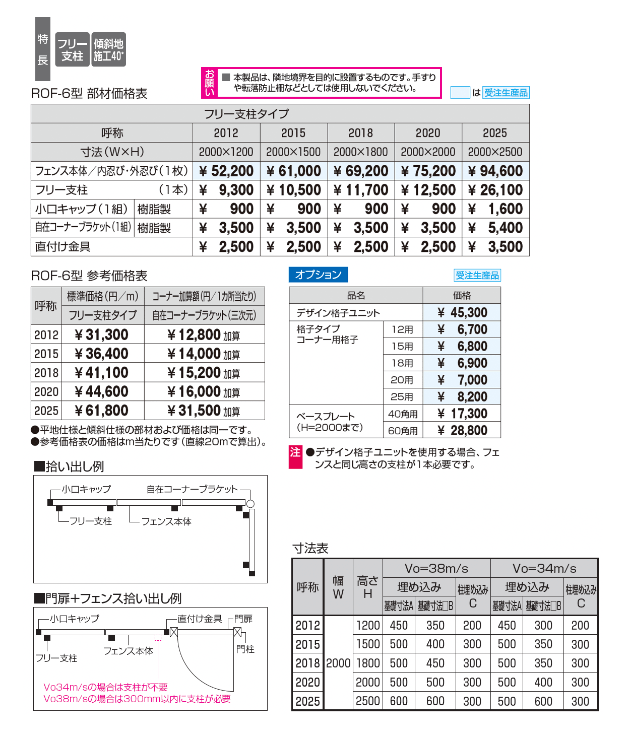 フレラインフォルテ6型 忍び返しタイプ 格子タイプ_価格_2