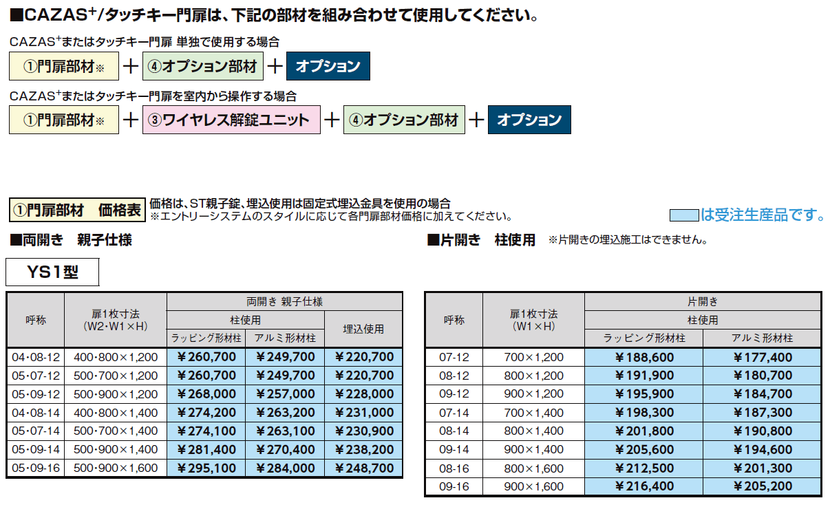 開き門扉AA エントリーシステム YS1型(木調)【2024年版】_価格_2