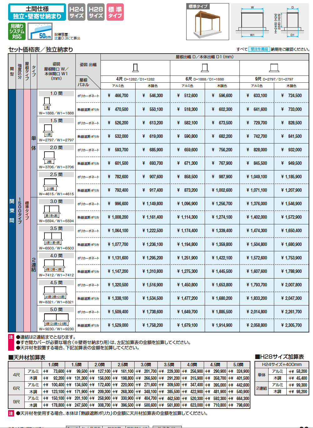 X.スタイル/クロス.スタイル 土間仕様 独立・壁寄せ納まり 標準タイプ(テラス)【2023年版】_価格_2
