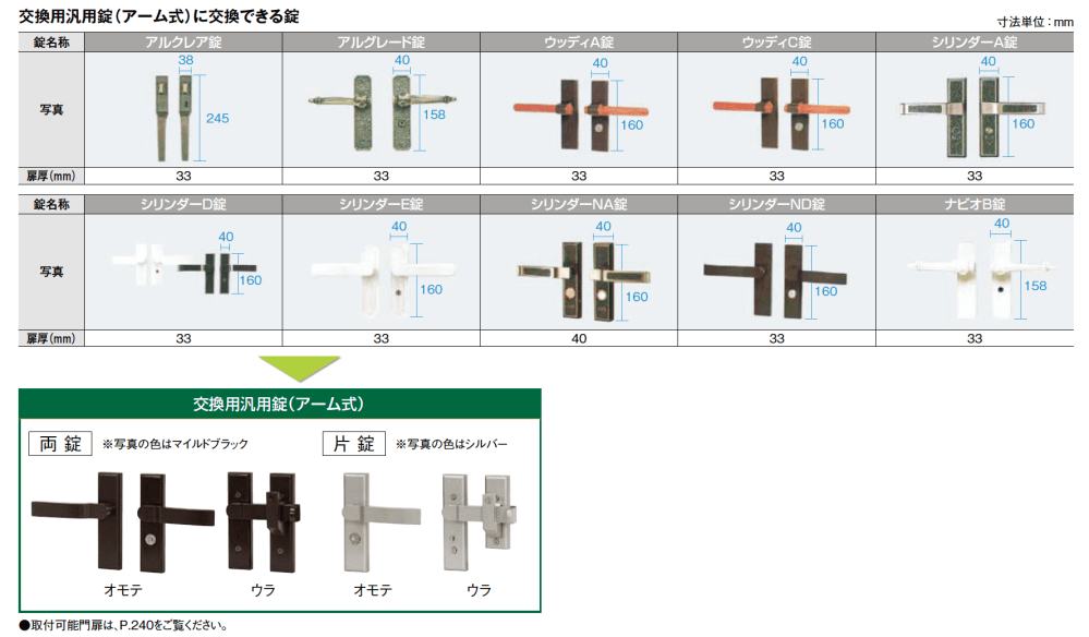 交換用汎用錠（アーム式）3