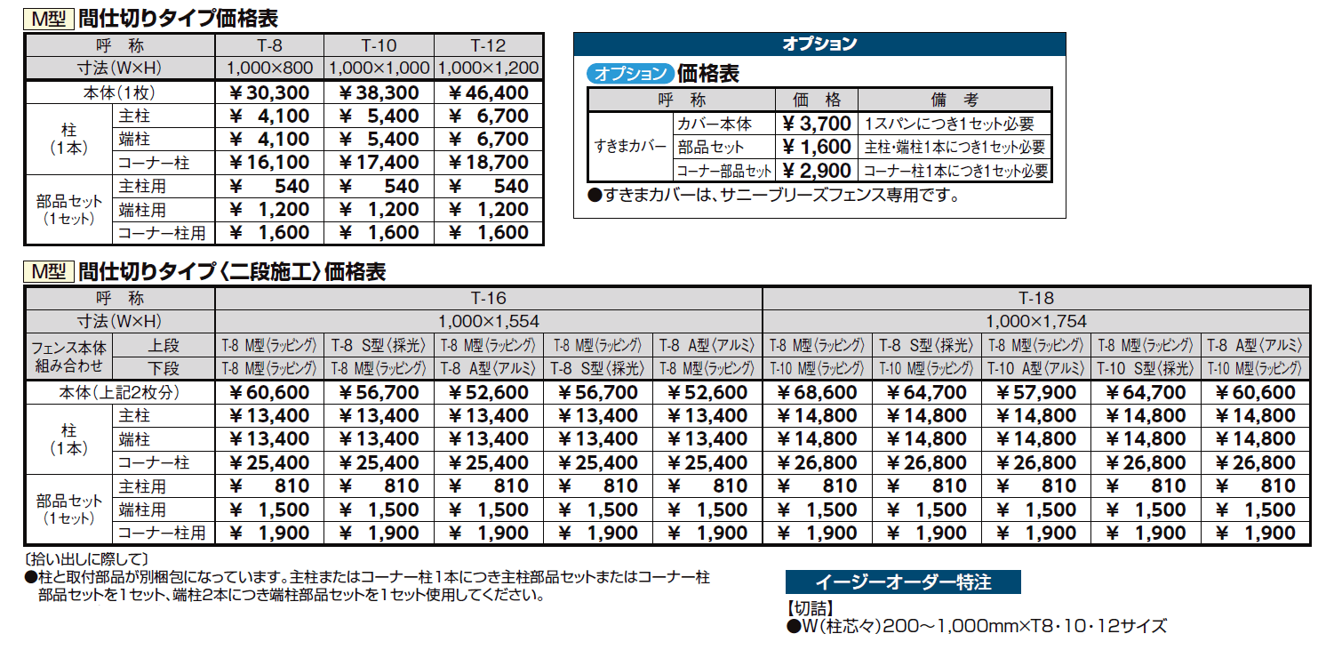サニーブリーズフェンス M型<ラッピング形材色タイプ>【2024年版】_価格_2