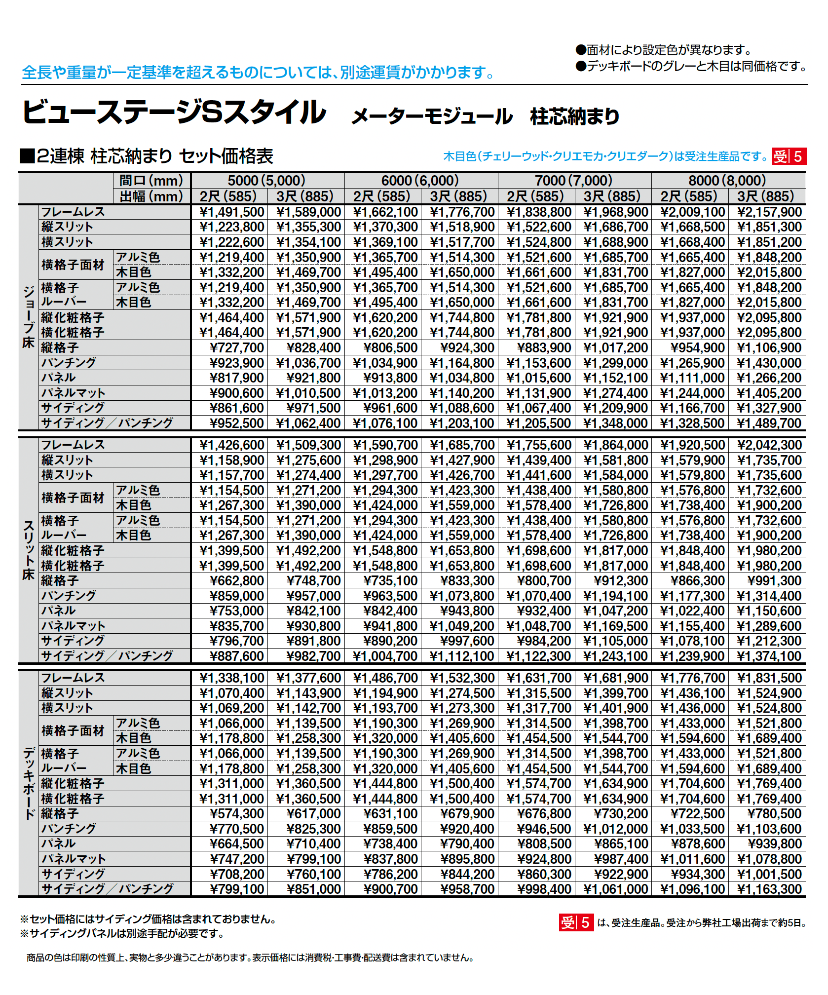 ビューステージ Sスタイル メーターモジュール 柱芯納まり_価格_2