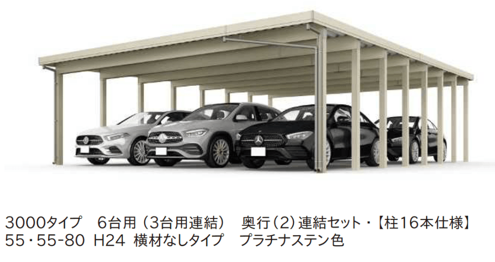 ジーポートPro 3000タイプ 4台以上用（奥行(2)連結4台/6台用・間口(2)連結4台/6台用）3