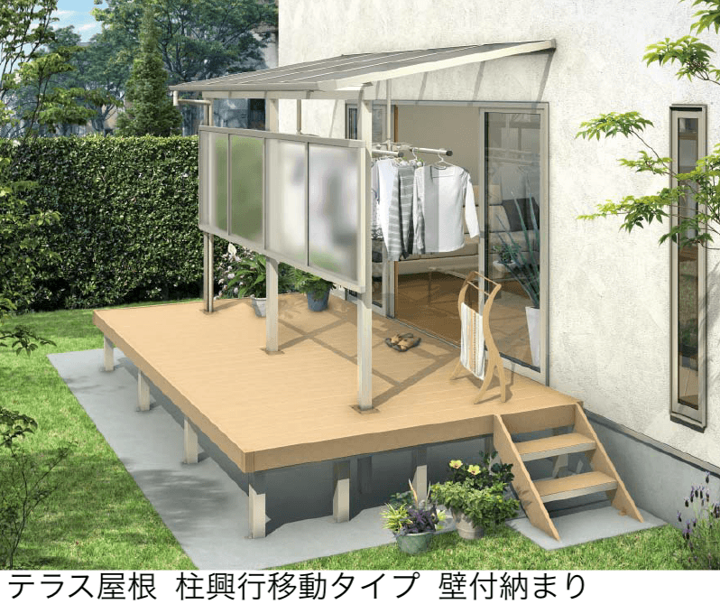 YKK APの「ソラリア テラス屋根 壁付納まり」