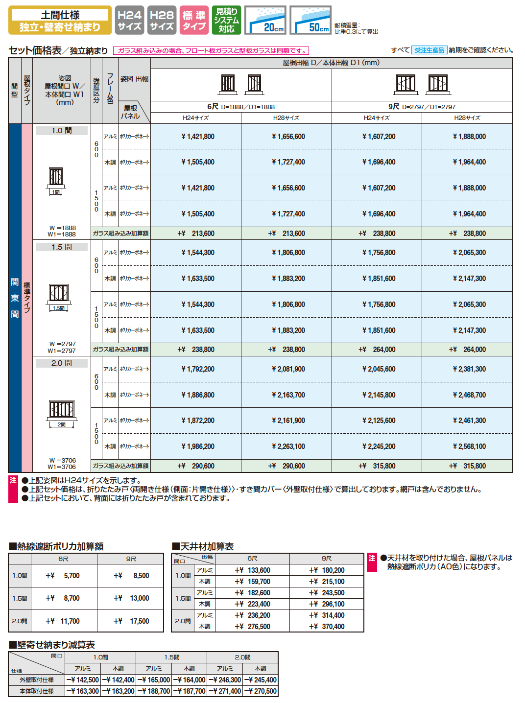 X.スタイル/クロス.スタイル 土間仕様 独立・壁寄せ納まり 標準タイプ(アウトドアリビング)【2023年版】_価格_1