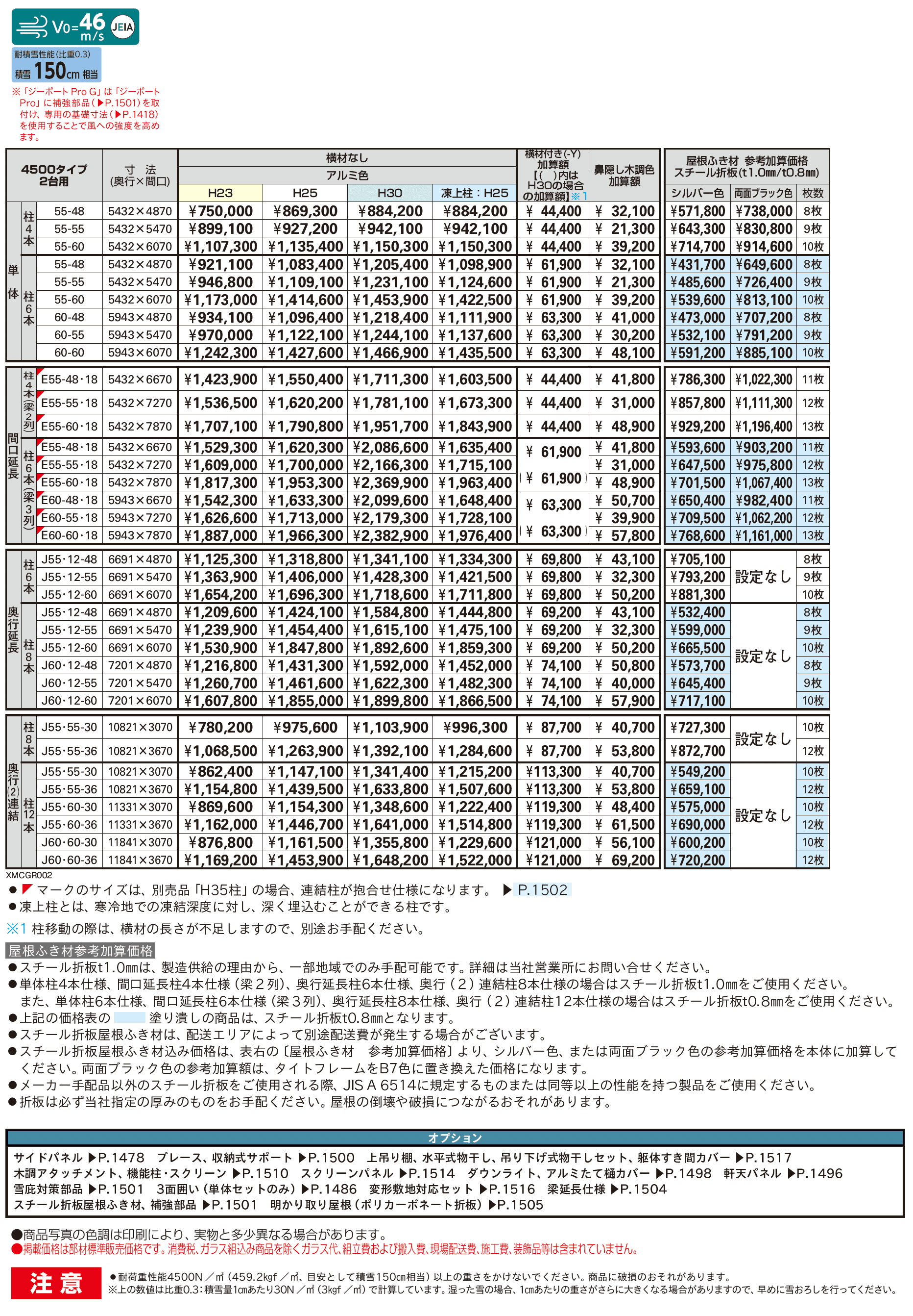 ジーポートPro/Pro G 4500タイプ 2台用(単体/奥行延長/間口延長/奥行連結)_価格_1