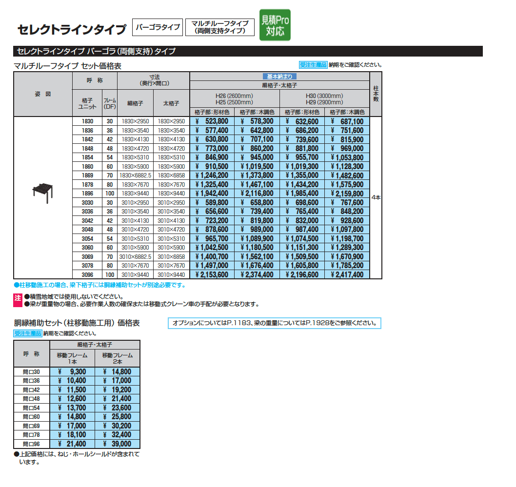 U.スタイル アゼスト セレクトラインタイプ パーゴラタイプ(両側支持タイプ)マルチルーフタイプ_価格_1