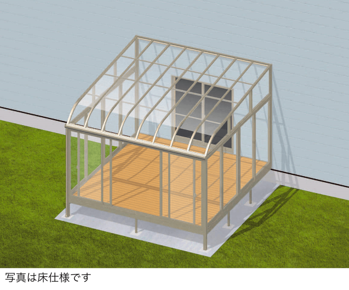 三協アルミの「晴れもようwith特注品(土間仕様/ランマ付き 出幅ワイド H20サイズ)」