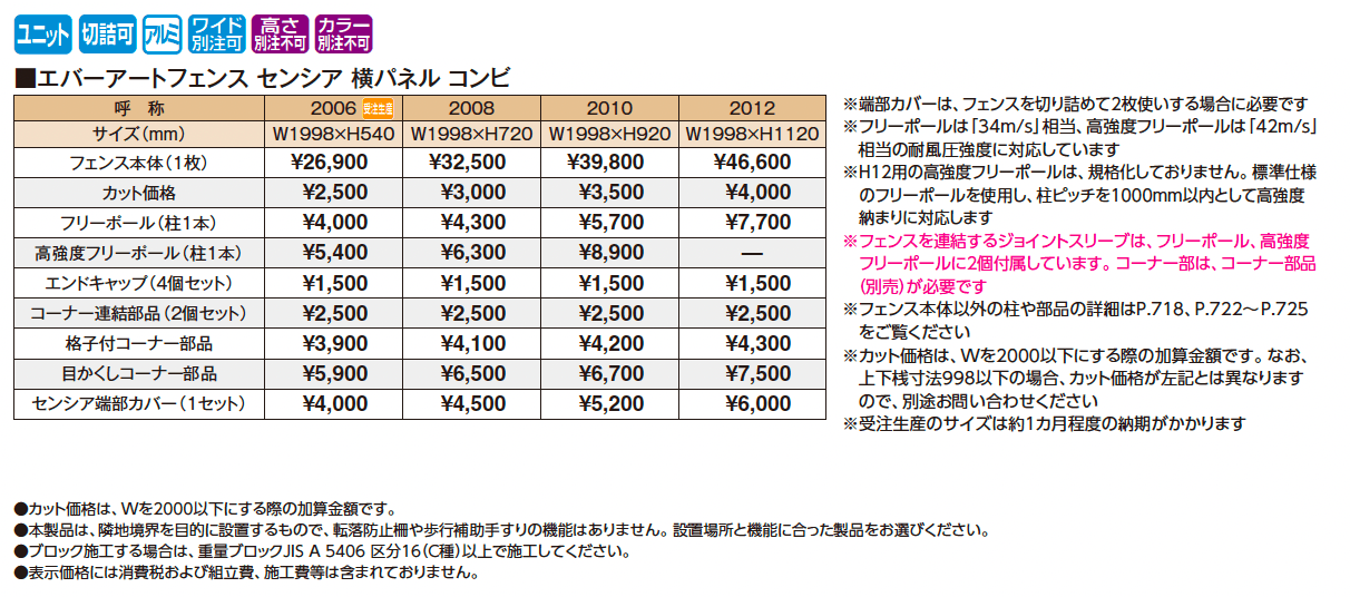 エバーアート®︎フェンス センシア 横パネル コンビ【2025年版】_価格_1