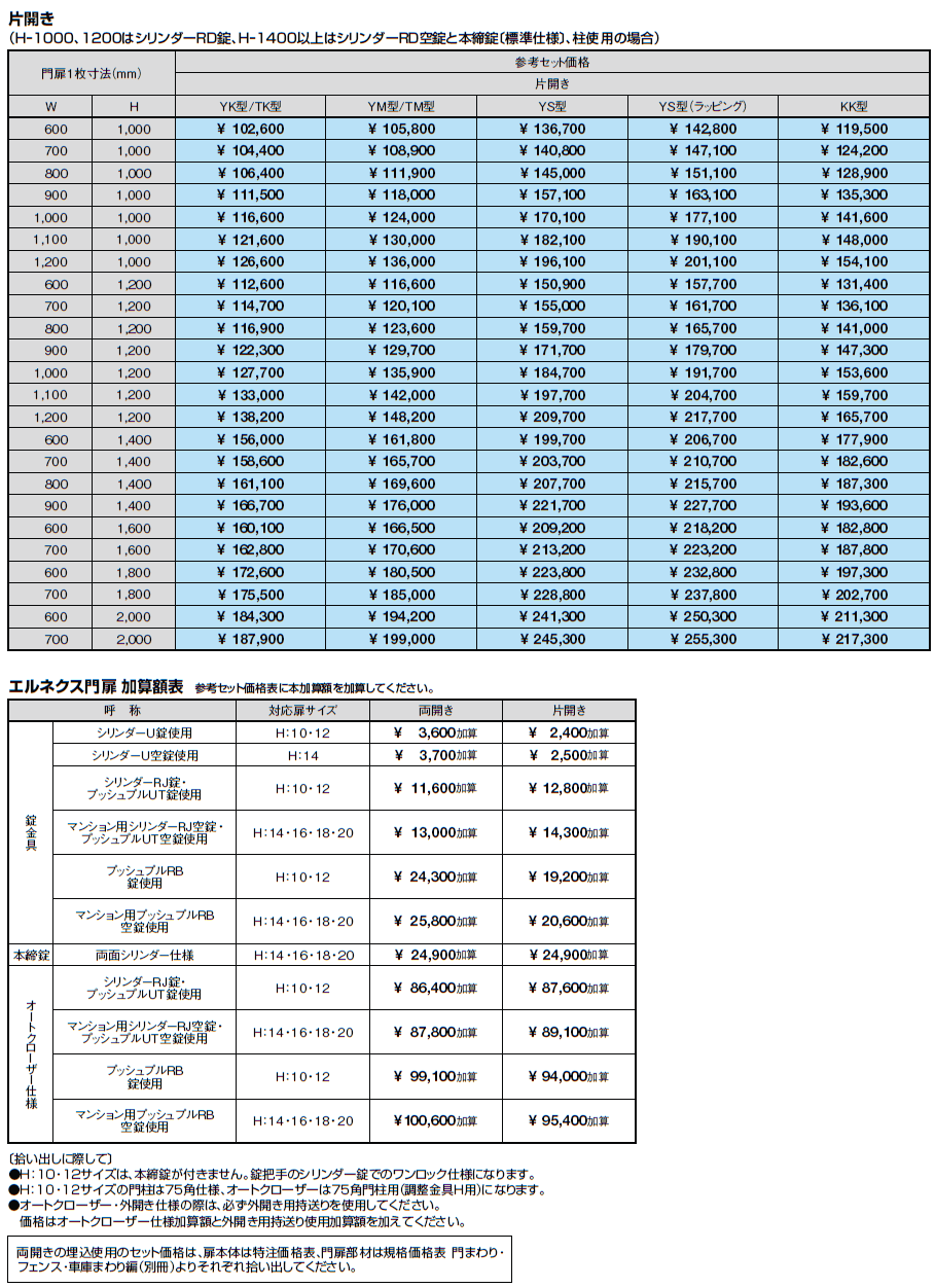 エルネクス門扉 M-KK型【2024年版】_価格_4