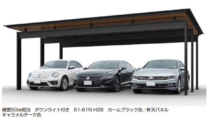 YKK APの「エクスティアラ ルーフ 1500タイプ 単体セット(3台用)/梁延長セット【2024年版】」
