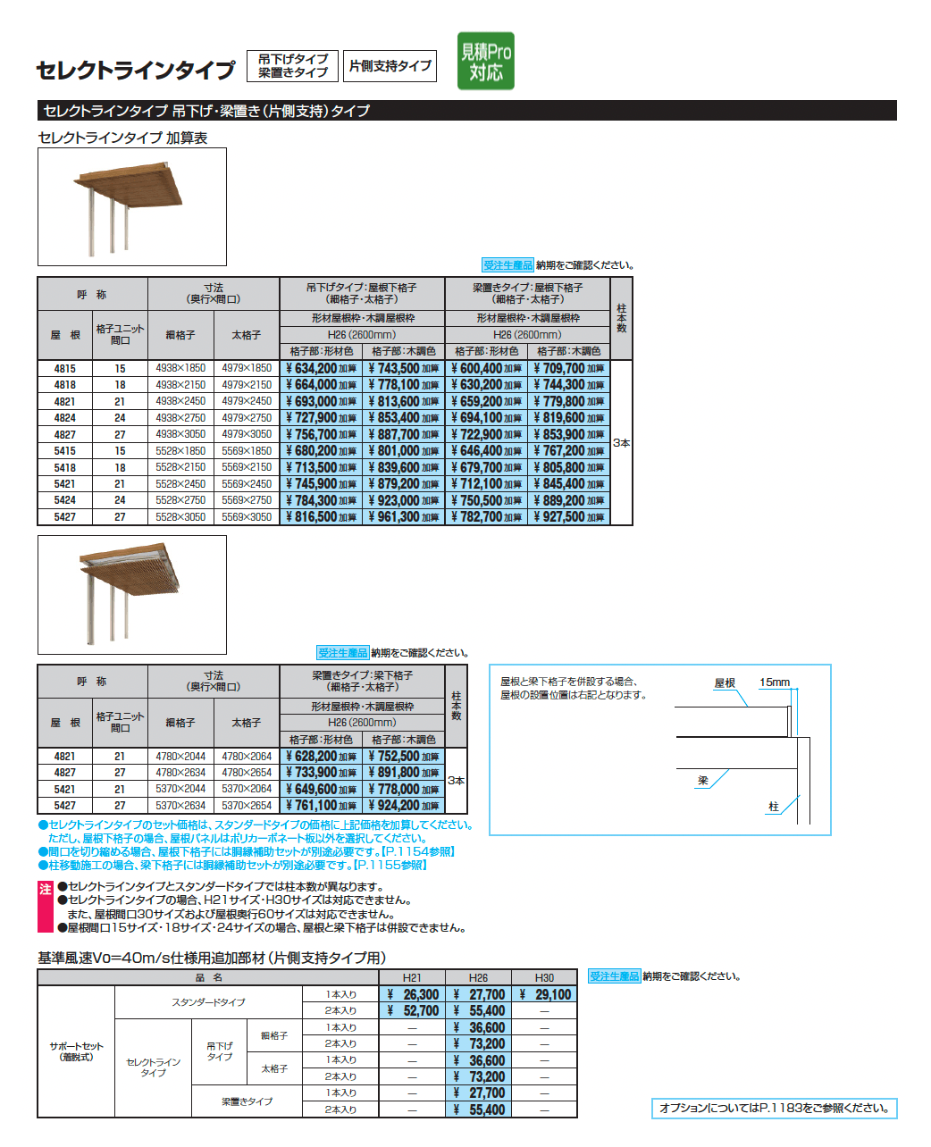 U.スタイル アゼスト セレクトラインタイプ 吊下げタイプ・梁置きタイプ(片側支持タイプ)_価格_1