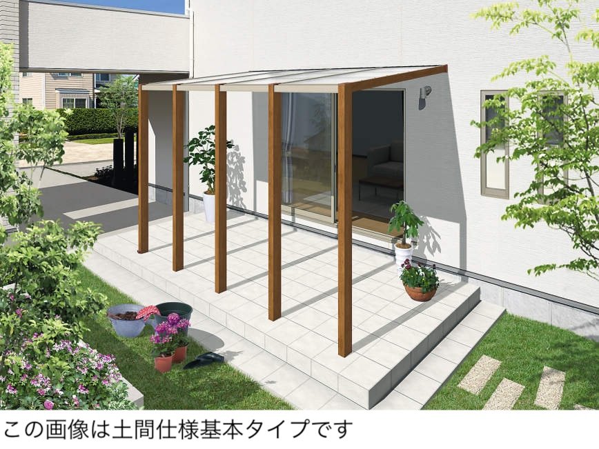 三協アルミの「スマーレ (デッキON仕様 オープンテラスタイプ 腰パネル)」