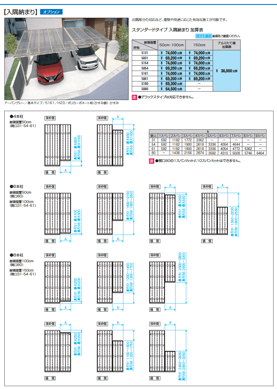 スカイリードZ スタンダードタイプ(耐積雪量150cm仕様:基本・奥行連結)_価格_3