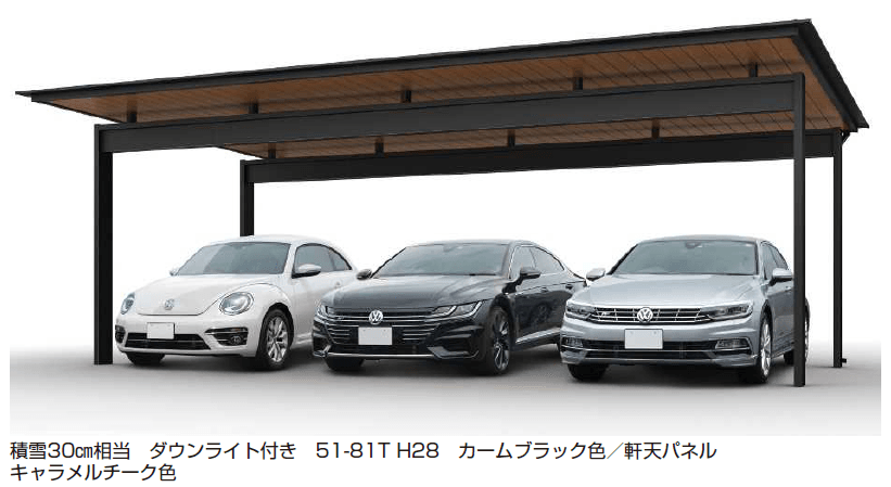 YKK APの「エクスティアラ ルーフ 900タイプ 単体セット(3台用)/梁延長セット【2024年版】」