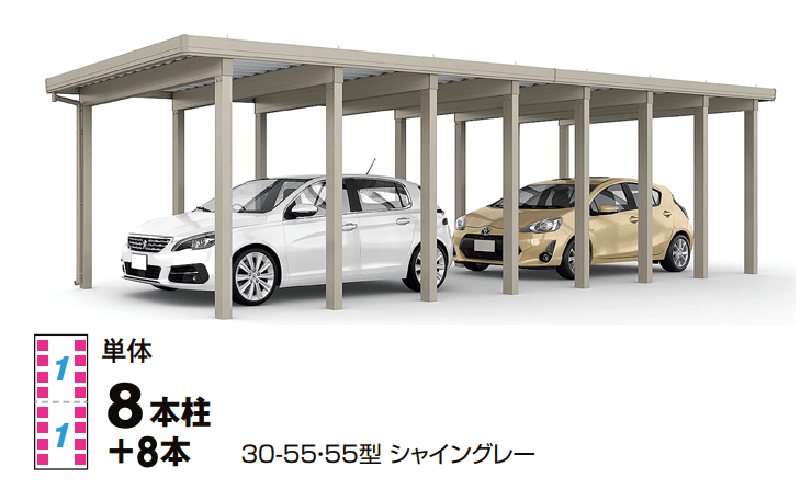 LIXILの「カーポートST 6000タイプ 2台用 縦2連棟」のサブ画像1