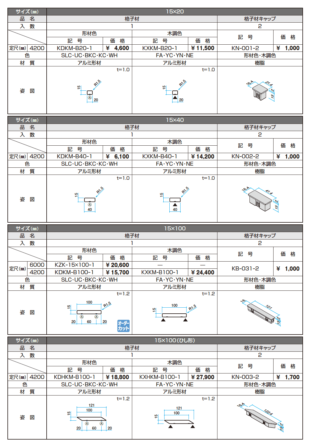 ドレスパーツ 格子材_価格_2
