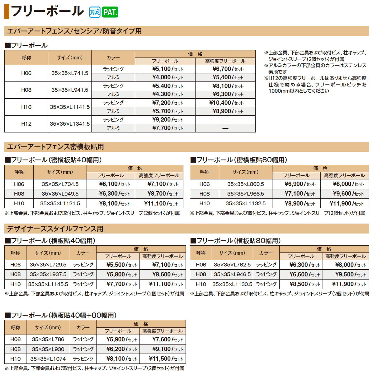 フリーポール(エバーアート®フェンス/センシア/防音タイプ/密横板貼デザイン/デザイナーズスタイル®フェンス)_価格_1
