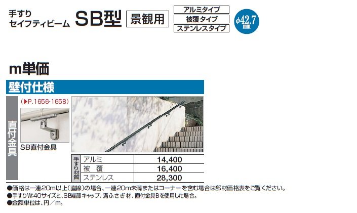 手すり セイフティビーム SB型 (ステンレスタイプ)壁付仕様【2024年版】_価格_3