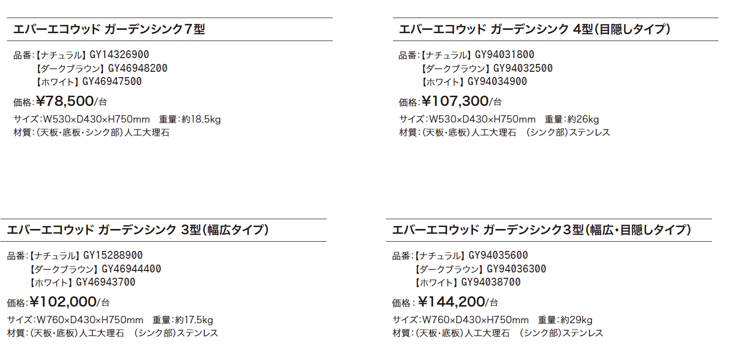 エバーエコウッドガーデンシンク【2024年版】_価格_1