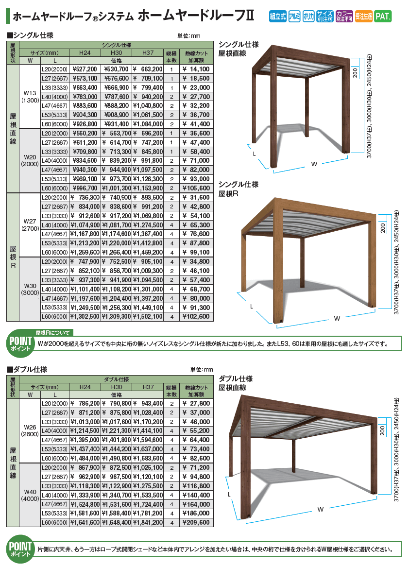 ホームヤードルーフシステム®︎ ホームヤードルーフⅡ【2024年版】_価格_1