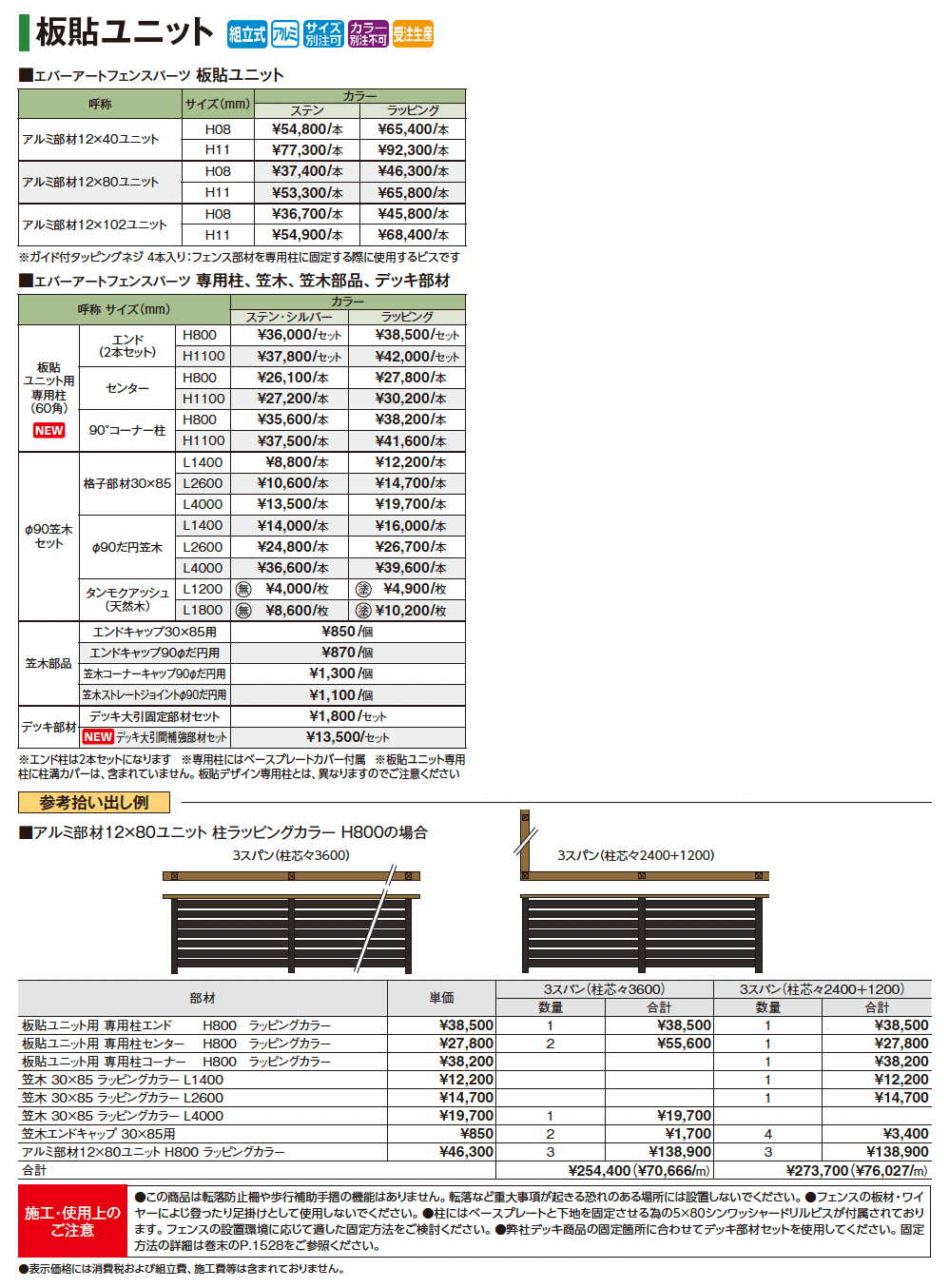 エバーアート®︎ フェンスパーツ 板貼ユニット_価格_1