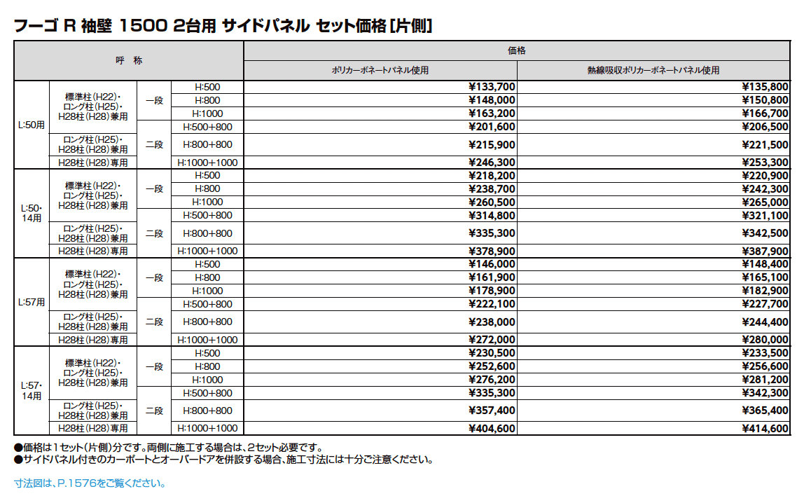 フーゴR 袖壁1500 2台用_価格_3