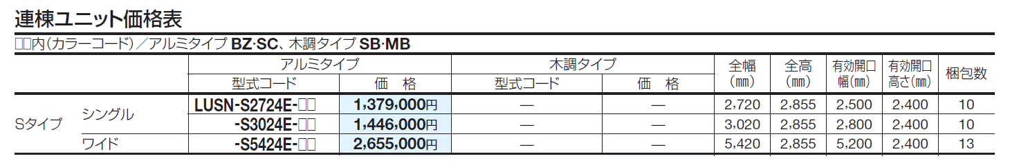 USファサードユニットシャッター Sタイプ(単独仕様)【2024年版】_価格_2