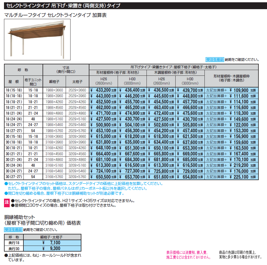 U.スタイル アゼスト セレクトラインタイプ 吊下げタイプ・梁置きタイプ(マルチルーフタイプ(両側支持タイプ))【2024年版】_価格_1